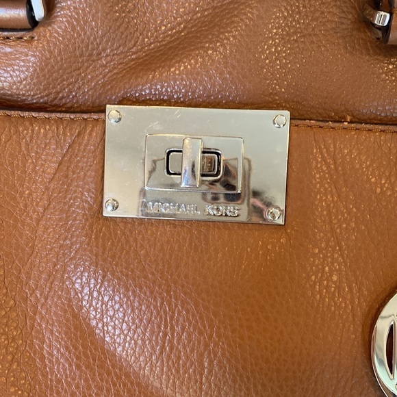 Michael Kors Brown Cognac Leather Sloan Bag Satchel Purse - Picture 6 of 11